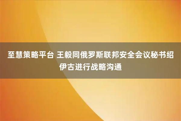 至慧策略平台 王毅同俄罗斯联邦安全会议秘书绍伊古进行战略沟通