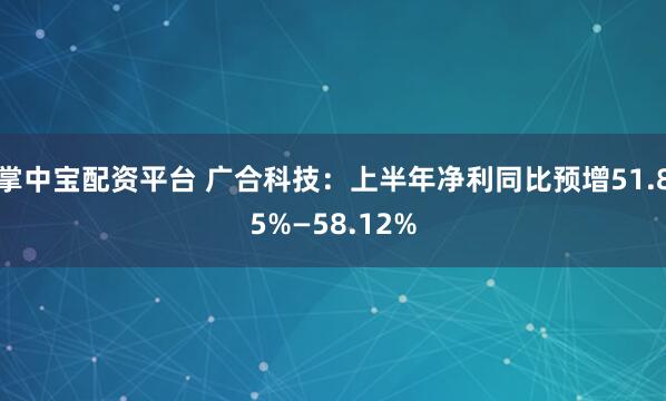 掌中宝配资平台 广合科技：上半年净利同比预增51.85%—58.12%