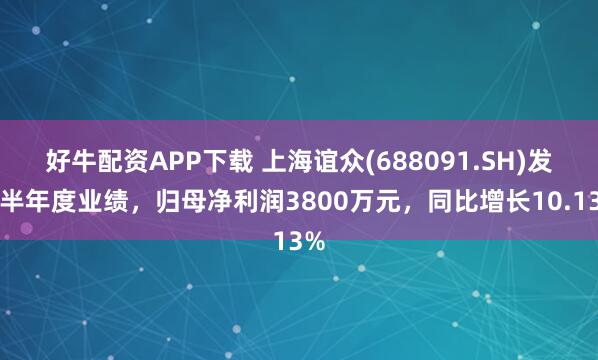 好牛配资APP下载 上海谊众(688091.SH)发布半年度业绩,归母净利润3800万元,同比增长10.13%